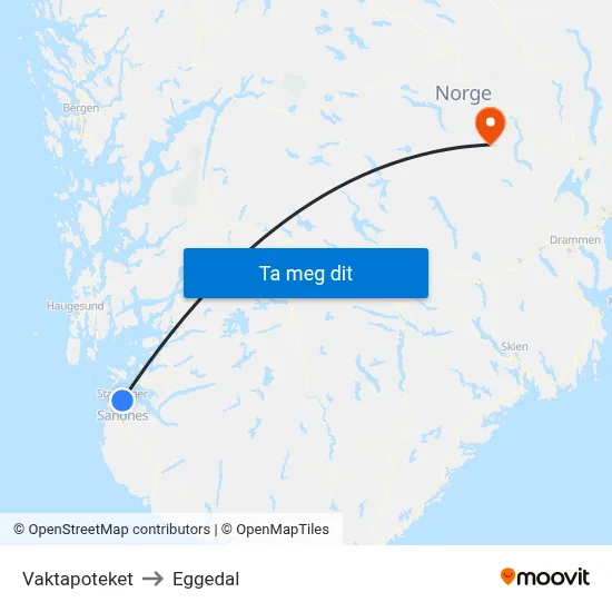 Vaktapoteket to Eggedal map