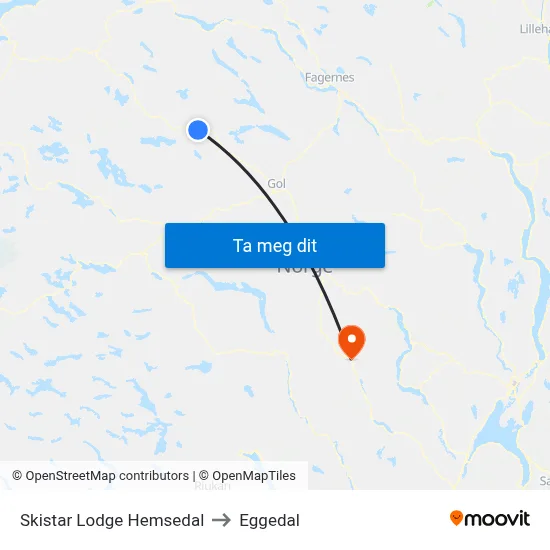 Skistar Lodge Hemsedal to Eggedal map