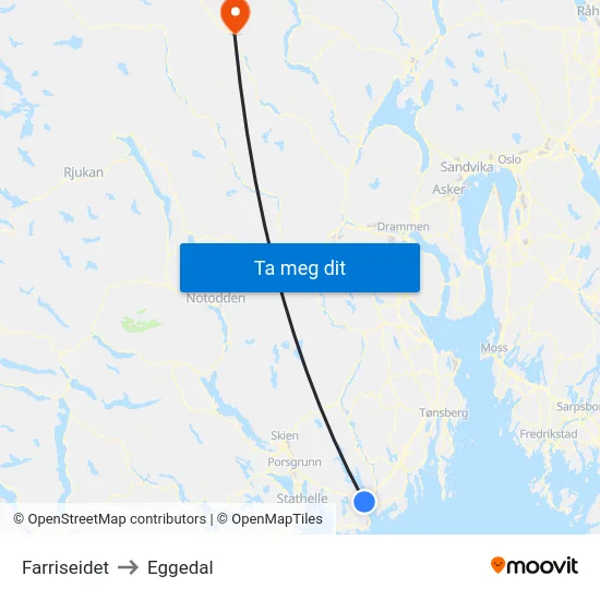 Farriseidet to Eggedal map