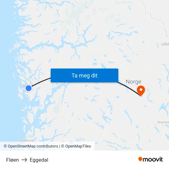 Fløen to Eggedal map