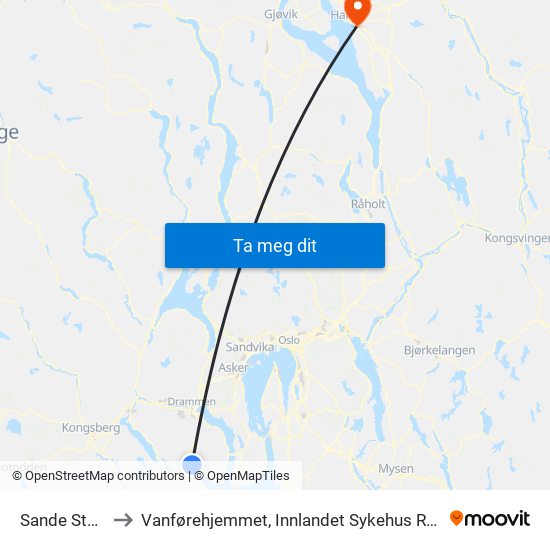 Sande Stasjon to Vanførehjemmet, Innlandet Sykehus Rehabilitering map