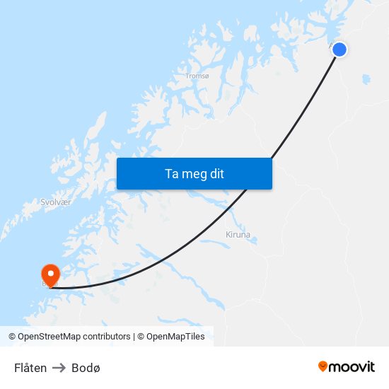 Flåten to Bodø map
