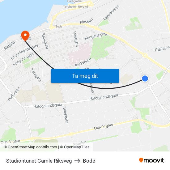 Stadiontunet Gamle Riksveg to Bodø map