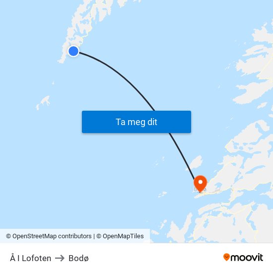 Å I Lofoten to Bodø map