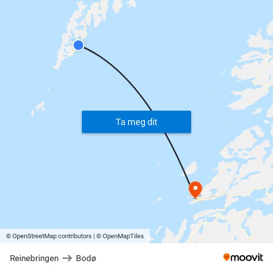 Reinebringen to Bodø map
