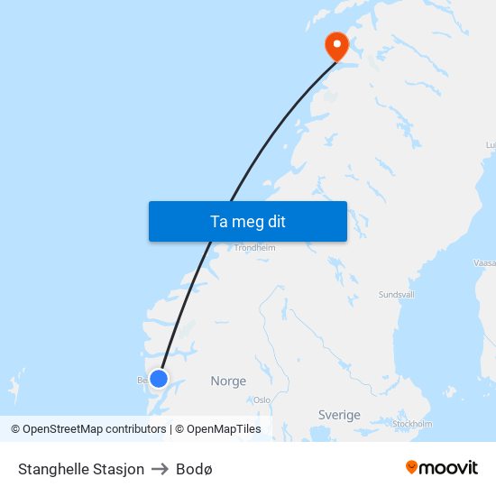 Stanghelle Stasjon to Bodø map