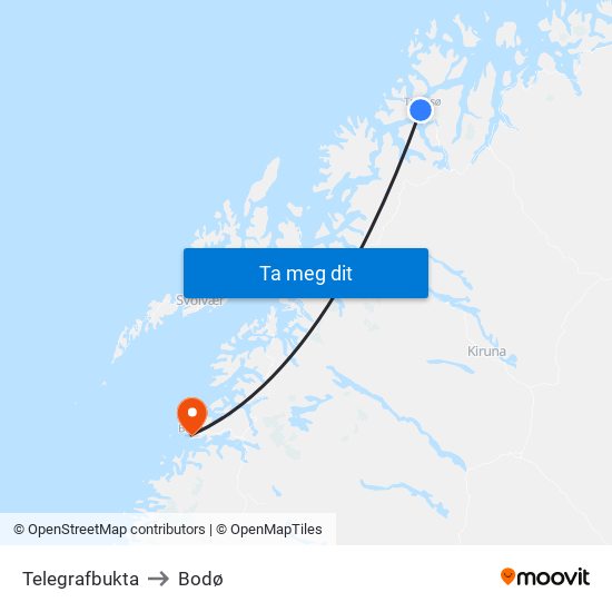 Telegrafbukta to Bodø map