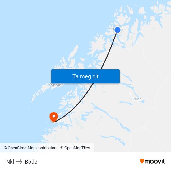 Nkl to Bodø map