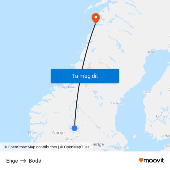 Enge to Bodø map