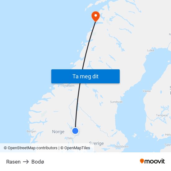 Rasen to Bodø map