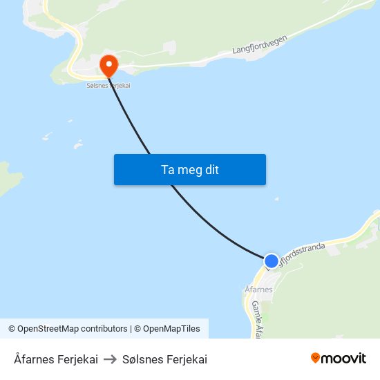 Åfarnes Ferjekai to Sølsnes Ferjekai map