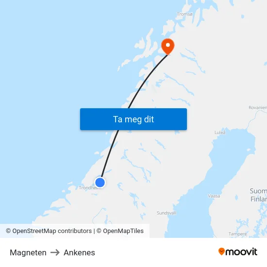 Magneten to Ankenes map