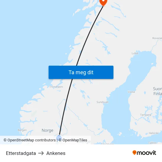 Etterstadgata to Ankenes map