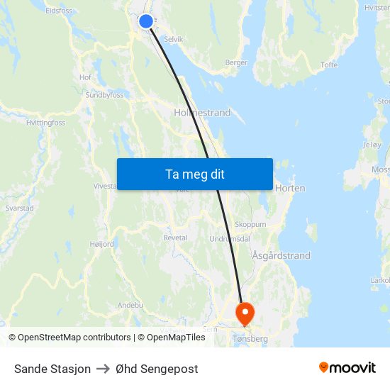 Sande Stasjon to Øhd Sengepost map