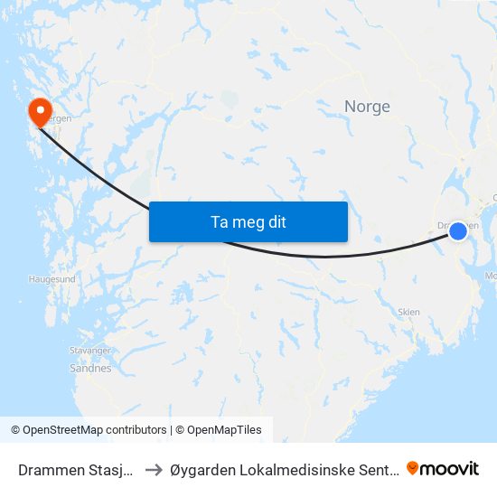 Drammen Stasjon to Øygarden Lokalmedisinske Senter map