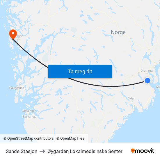 Sande Stasjon to Øygarden Lokalmedisinske Senter map