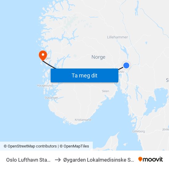 Oslo Lufthavn Stasjon to Øygarden Lokalmedisinske Senter map