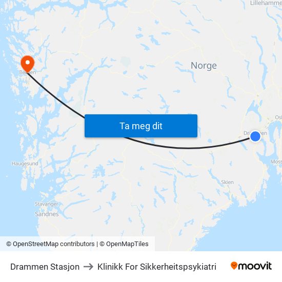 Drammen Stasjon to Klinikk For Sikkerheitspsykiatri map