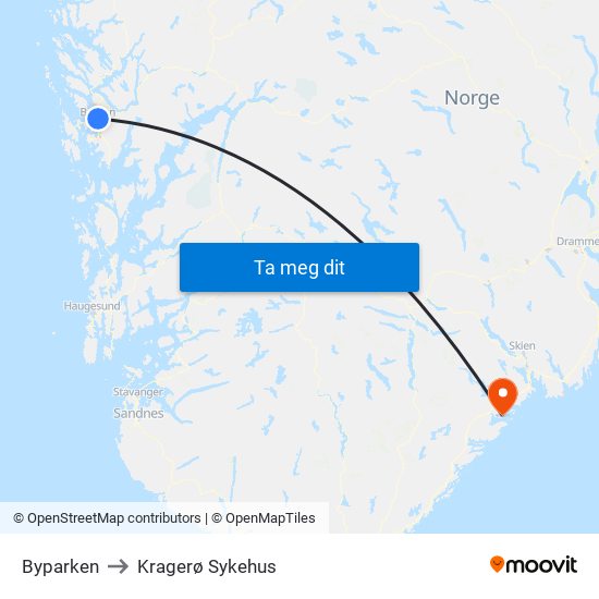 Byparken to Kragerø Sykehus map