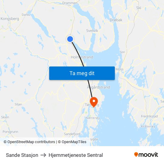 Sande Stasjon to Hjemmetjeneste Sentral map