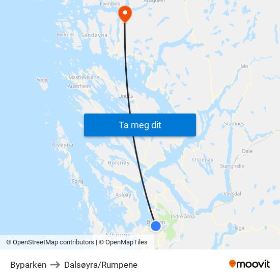 Byparken to Dalsøyra/Rumpene map