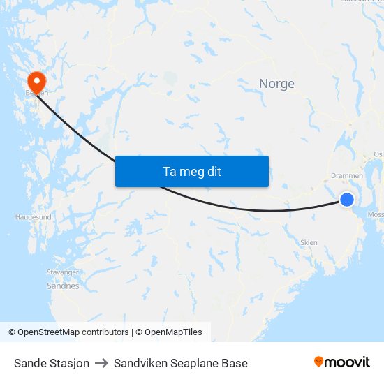 Sande Stasjon to Sandviken Seaplane Base map