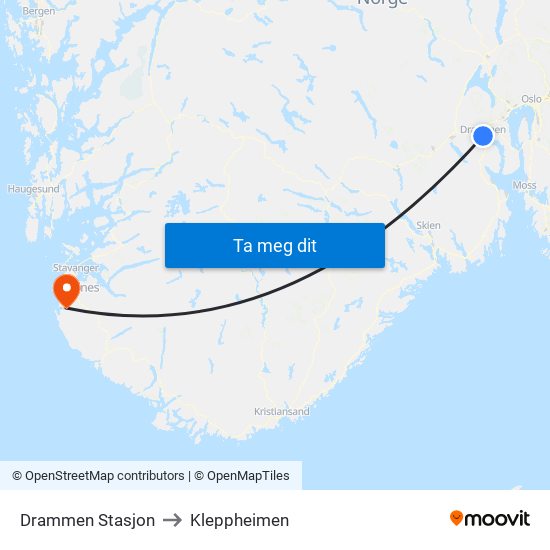 Drammen Stasjon to Kleppheimen map