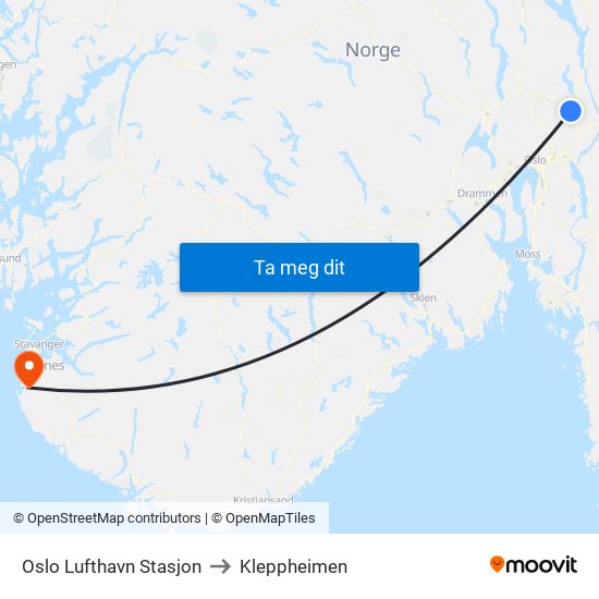 Oslo Lufthavn Stasjon to Kleppheimen map