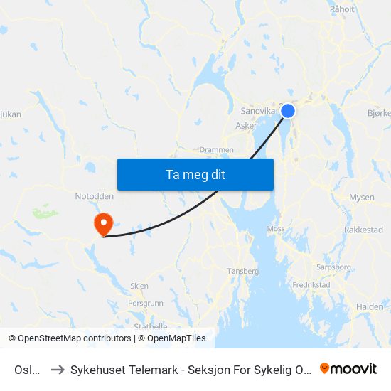 Oslo S to Sykehuset Telemark - Seksjon For Sykelig Overvekt map