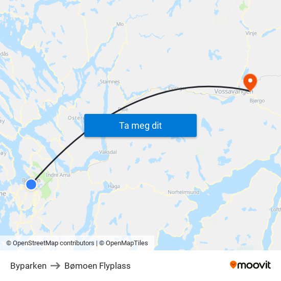 Byparken to Bømoen Flyplass map