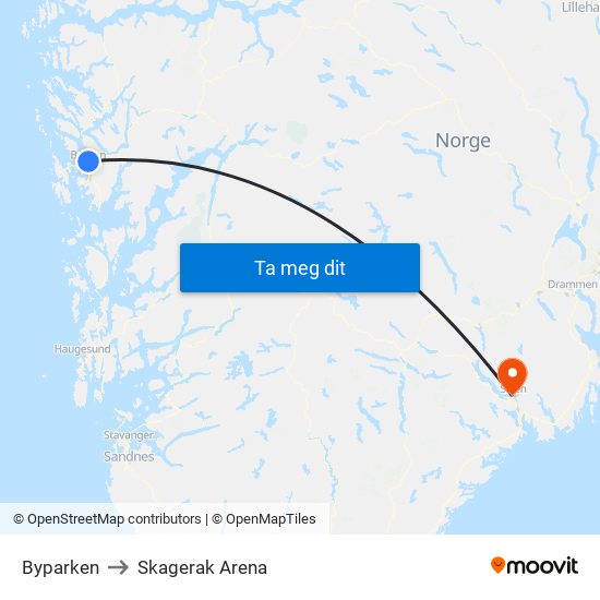 Byparken to Skagerak Arena map