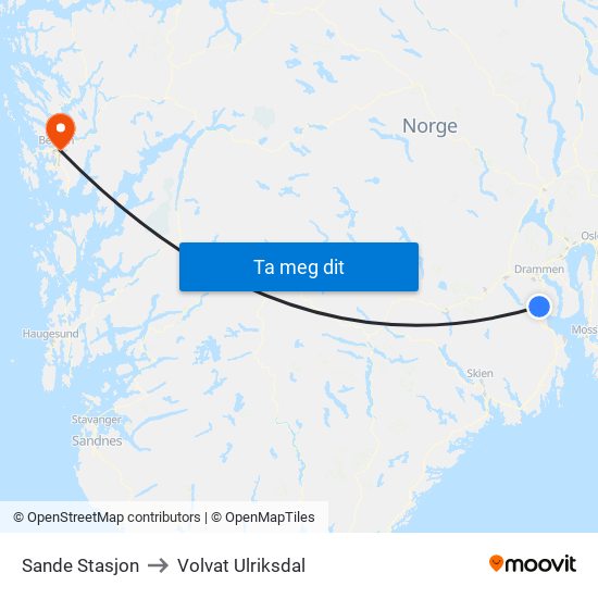 Sande Stasjon to Volvat Ulriksdal map