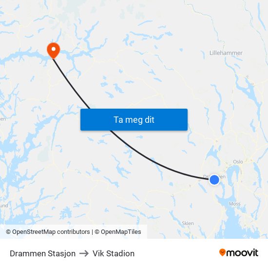 Drammen Stasjon to Vik Stadion map