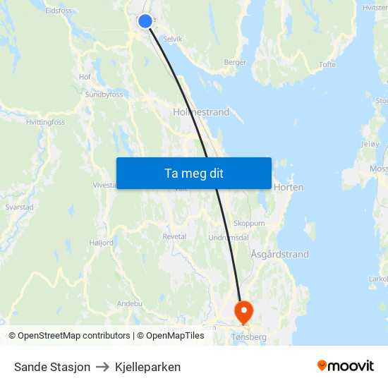 Sande Stasjon to Kjelleparken map