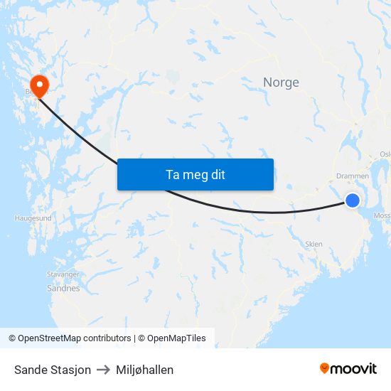 Sande Stasjon to Miljøhallen map