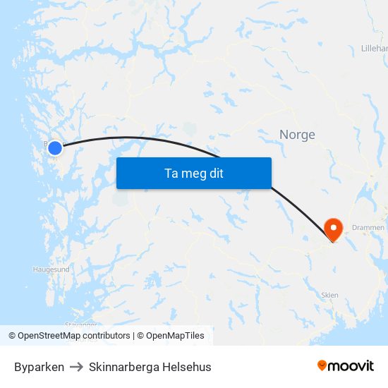 Byparken to Skinnarberga Helsehus map