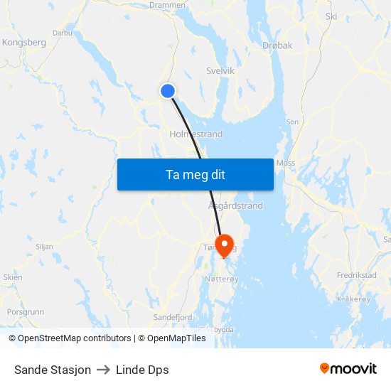 Sande Stasjon to Linde Dps map