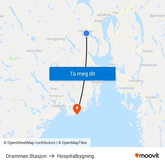 Drammen Stasjon to Hospitalbygning map