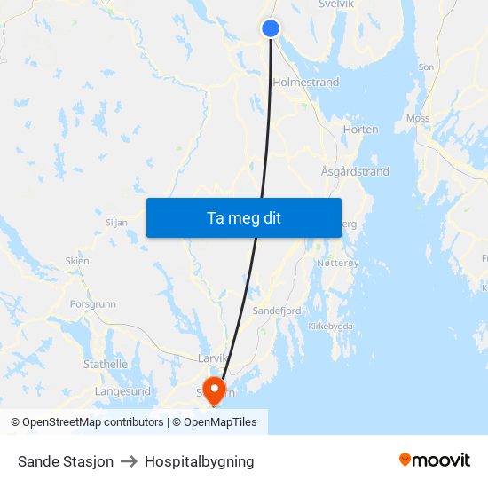 Sande Stasjon to Hospitalbygning map