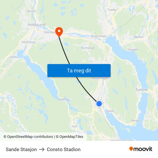 Sande Stasjon to Consto Stadion map