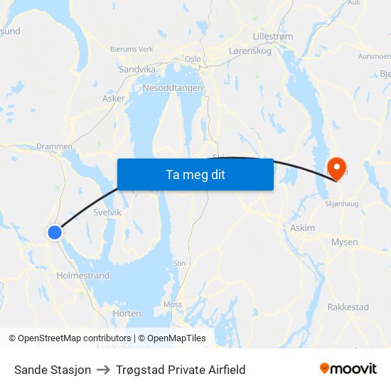 Sande Stasjon to Trøgstad Private Airfield map