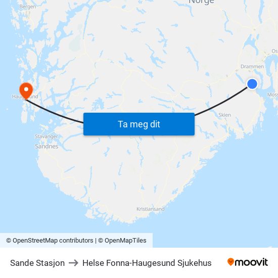 Sande Stasjon to Helse Fonna-Haugesund Sjukehus map