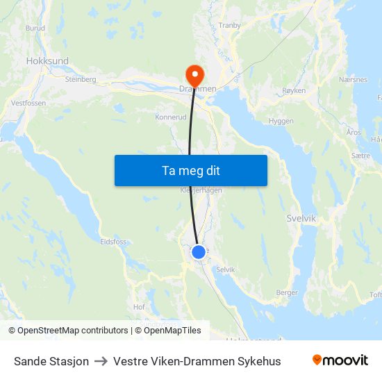 Sande Stasjon to Vestre Viken-Drammen Sykehus map