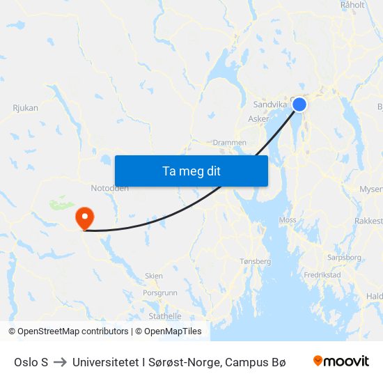 Oslo S to Universitetet I Sørøst-Norge, Campus Bø map