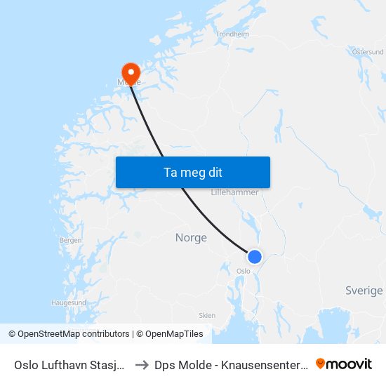 Oslo Lufthavn Stasjon to Dps Molde - Knausensenteret map