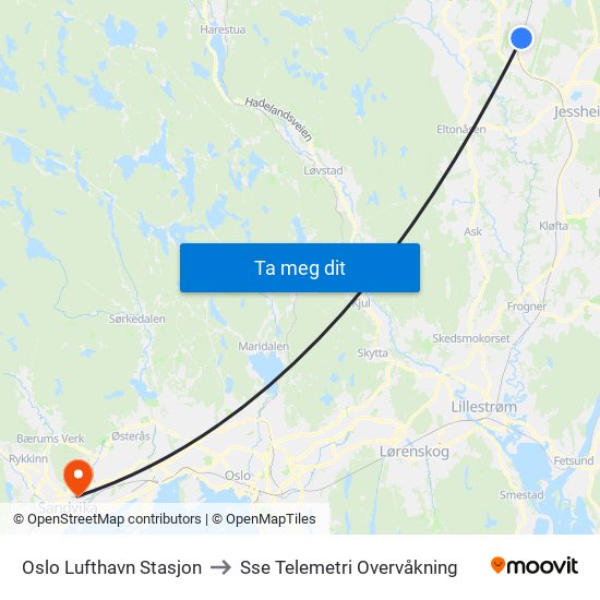 Oslo Lufthavn Stasjon to Sse Telemetri Overvåkning map