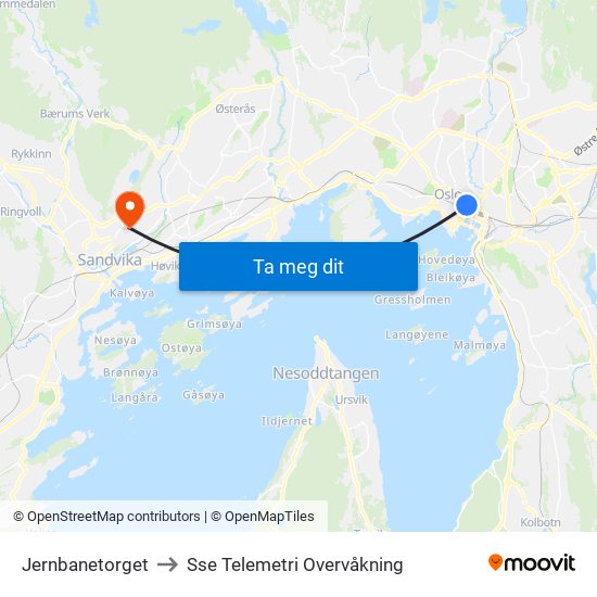 Jernbanetorget to Sse Telemetri Overvåkning map