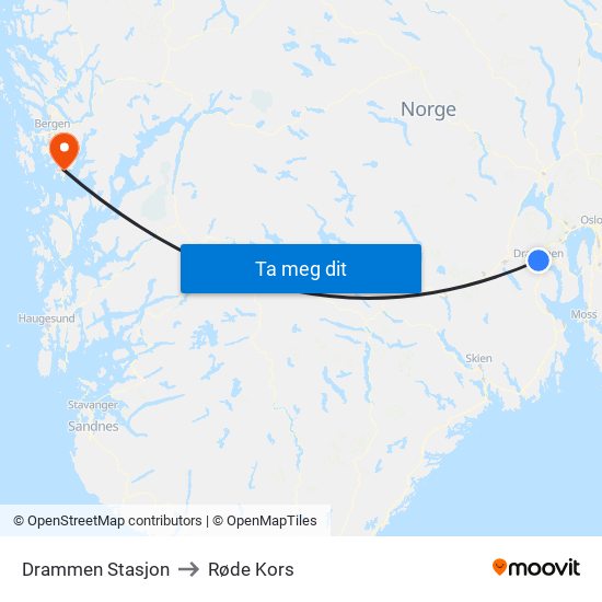 Drammen Stasjon to Røde Kors map