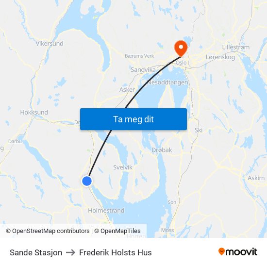 Sande Stasjon to Frederik Holsts Hus map