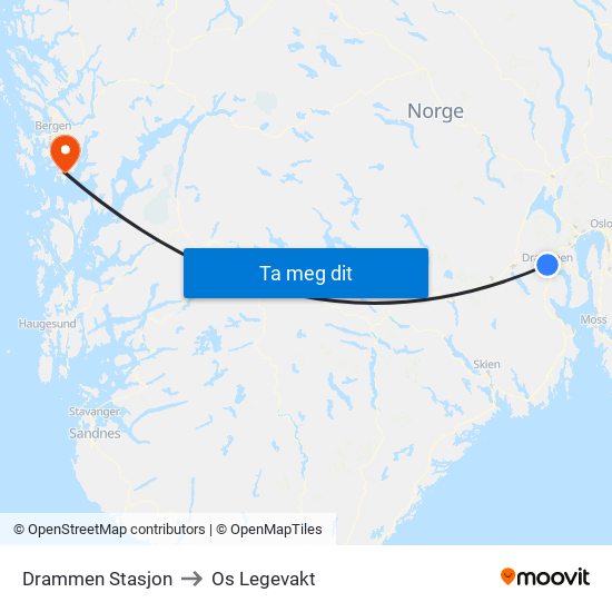 Drammen Stasjon to Os Legevakt map